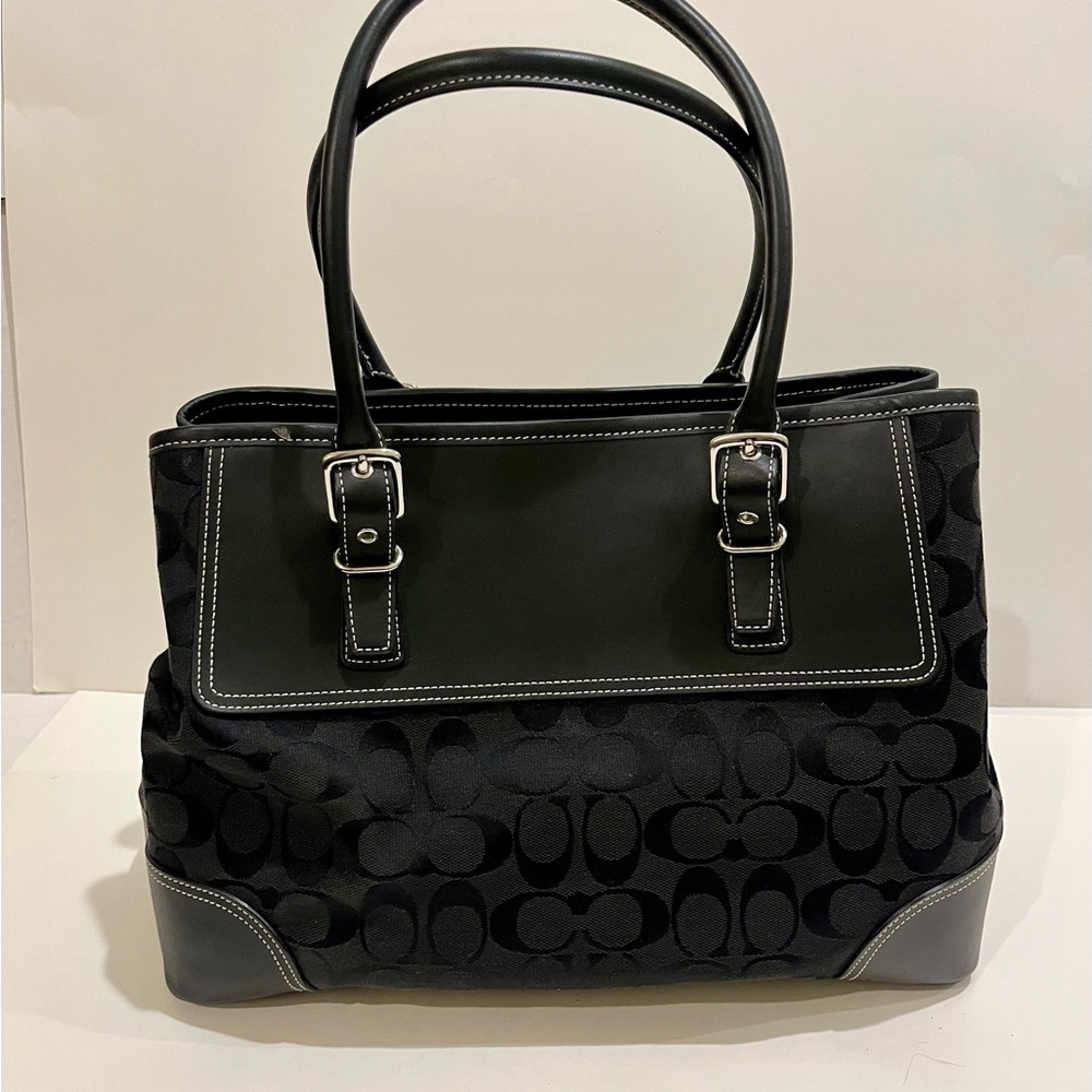 COACH Vintage Hampton Black signature large satchel 1993